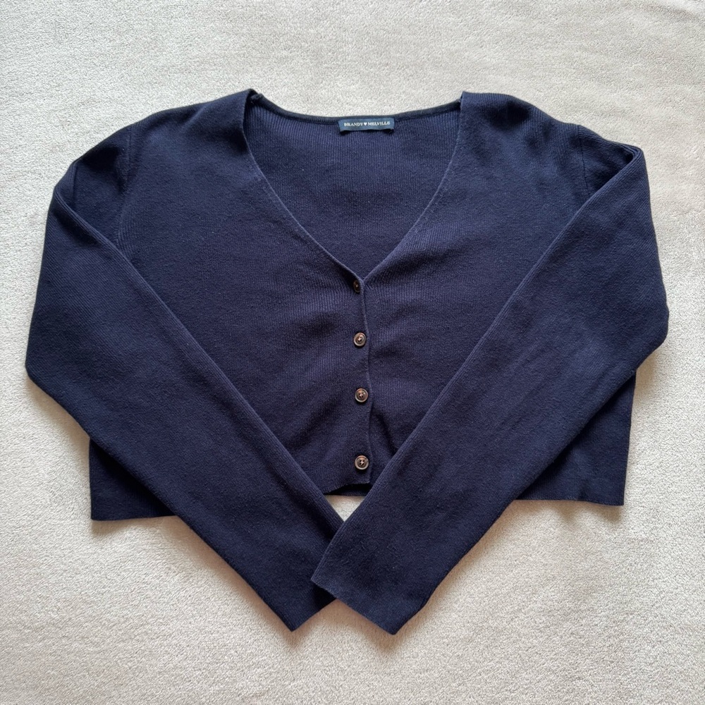 Brandy Melville Navy Cropped Cardigan